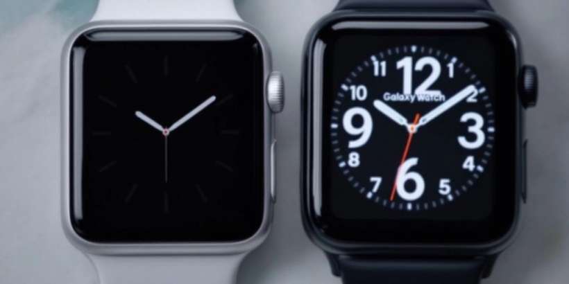 Apple Watch und Samsung Galaxy Watch nebeneinander.