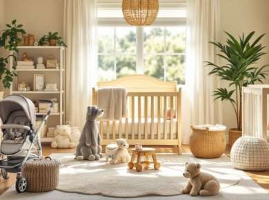 Babyprodukte in einem einladenden Kinderzimmer.