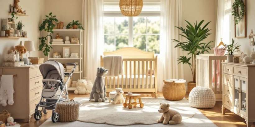 Babyprodukte in einem einladenden Kinderzimmer.