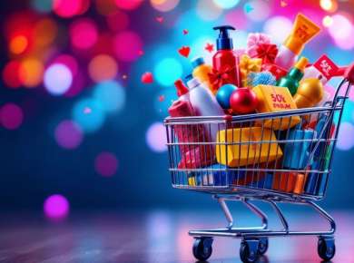 Einkaufswagen voller Rabatte für Black Friday 2024
