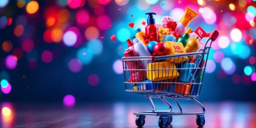 Einkaufswagen voller Rabatte für Black Friday 2024
