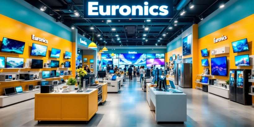 Modernes Euronics-Geschäft mit Elektronikprodukten.