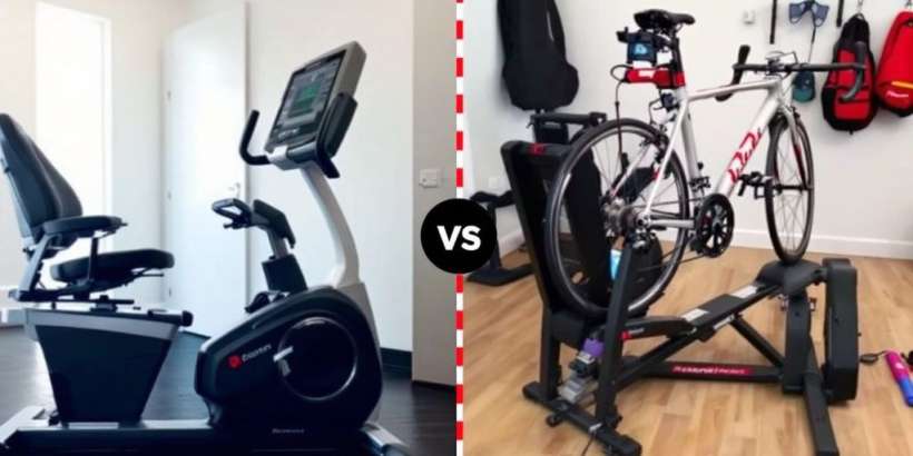 Ergometer und Rollentrainer in einem Fitnessstudio.