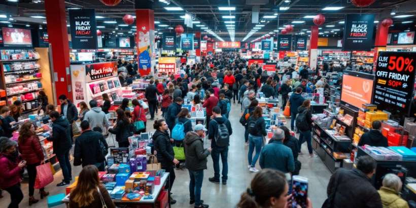 Menschen beim Einkaufen am Black Friday