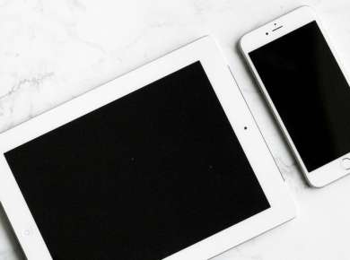 white iPad and silver iPhone 6
