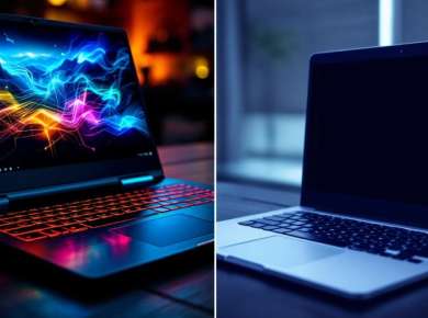 Gaming-Laptop und Business-Laptop, zwei verschiedene Stile.
