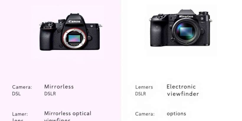DSLR und spiegellose Kamera nebeneinander.