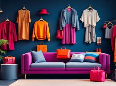 Zalando Einkaufsszene mit Mode und Accessoires.