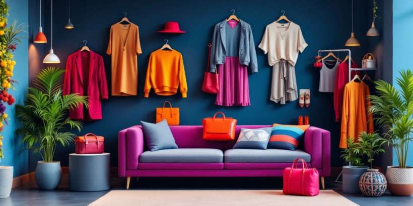 Zalando Einkaufsszene mit Mode und Accessoires.