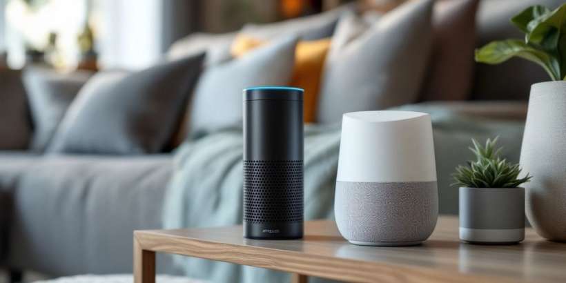 Smart-Home Geräte: Alexa und Google Nest in Wohnraum