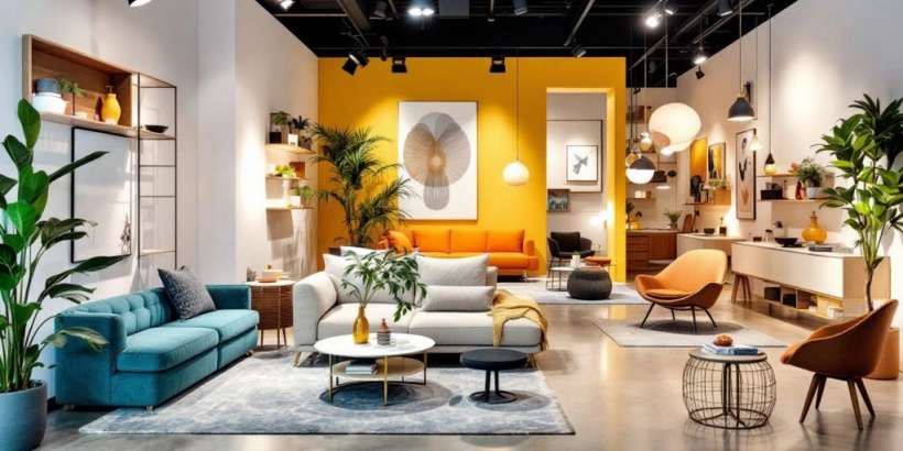 Moderne IKEA-Möbel in einem einladenden Ausstellungsraum.