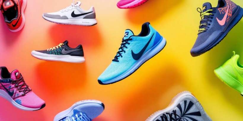 Verschiedene Nike-Sportschuhe in attraktiver Anordnung.