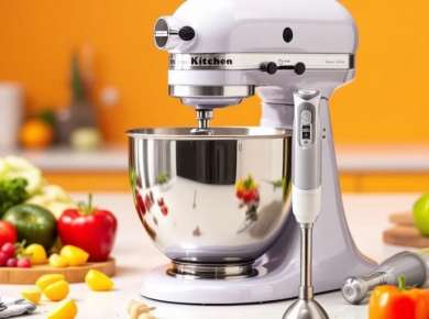 Standmixer und Stabmixer in einer modernen Küche.