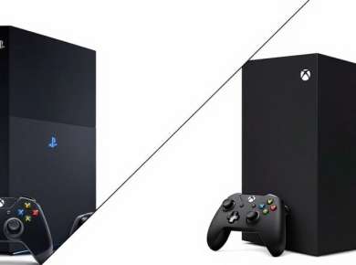 PlayStation und Xbox Konsolen mit Controllern.