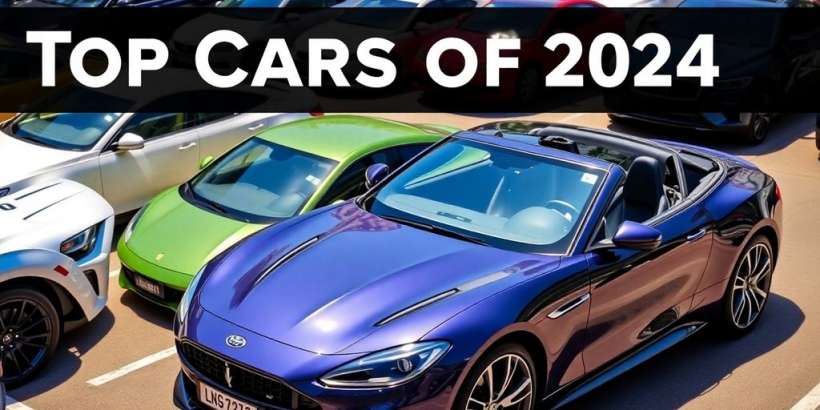 Die besten Autos 2024 in einer Reihe auf der Straße.