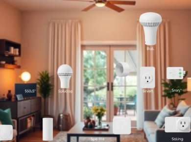 Günstige Smart-Home-Geräte in einem modernen Wohnraum.