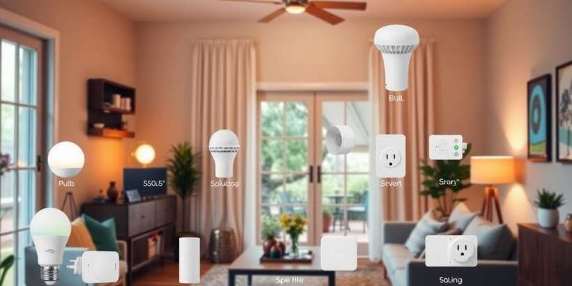 Günstige Smart-Home-Geräte in einem modernen Wohnraum.