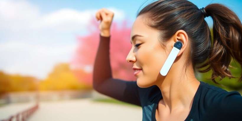 Person beim Sport mit Bluetooth Kopfhörern.