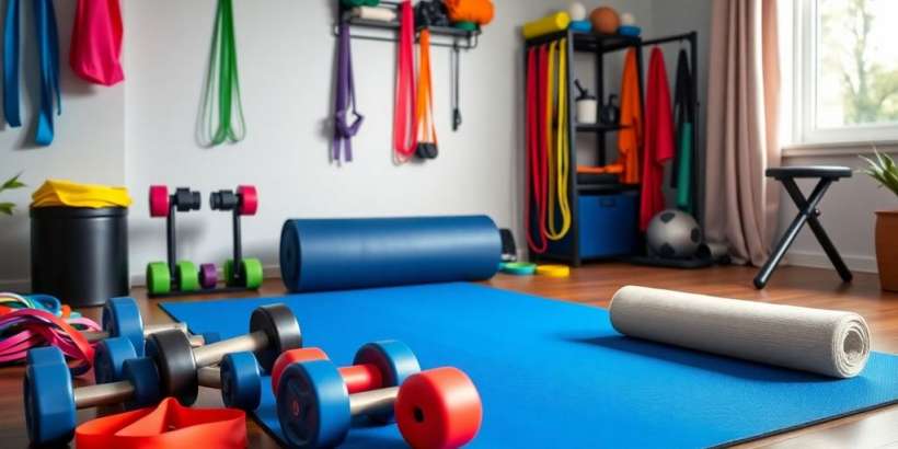 Günstige Fitnessgeräte in einem modernen Home-Gym.