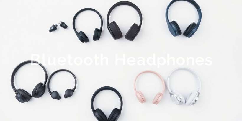 Eine Auswahl an Bluetooth Kopfhörern in verschiedenen Designs.