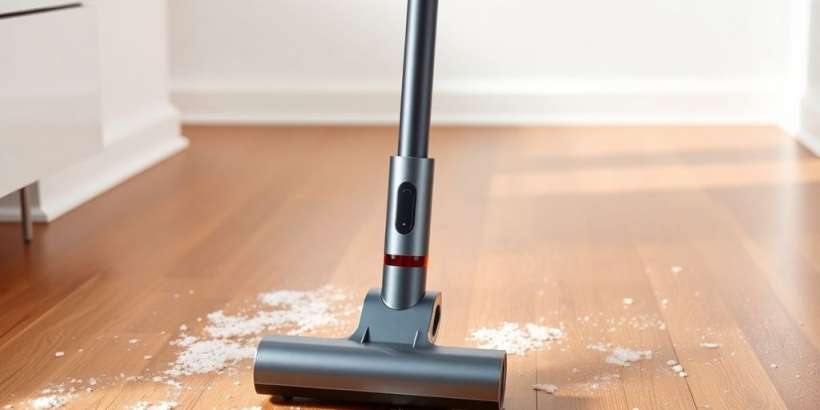 Kabelloser Staubsauger auf einem modernen Holzboden.