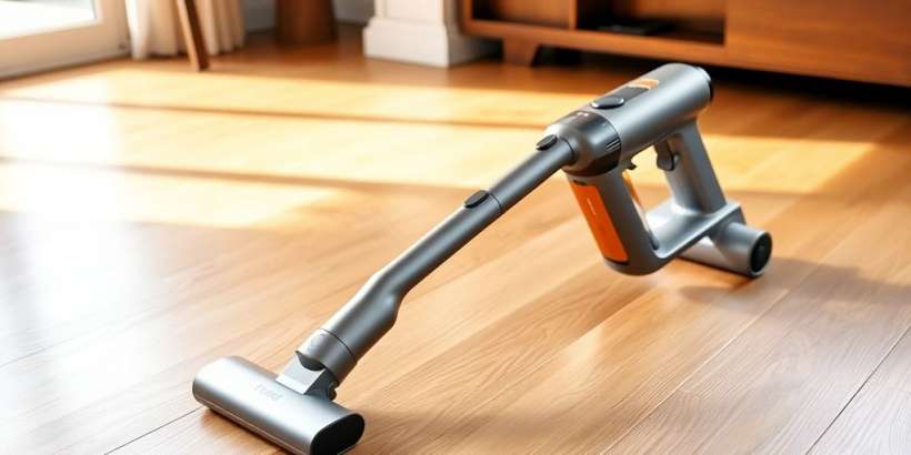 Kabelloser Staubsauger auf einem modernen Holzboden