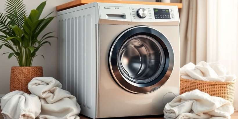 Moderne Waschmaschine in stilvollem Zuhause.