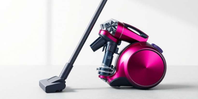 Moderner Staubsauger auf minimalistischen Hintergrund.