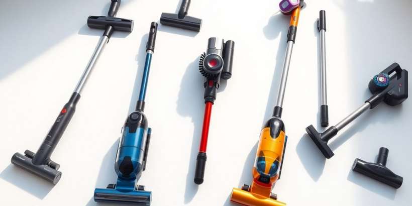 Verschiedene Akku Staubsauger in einer modernen Präsentation.