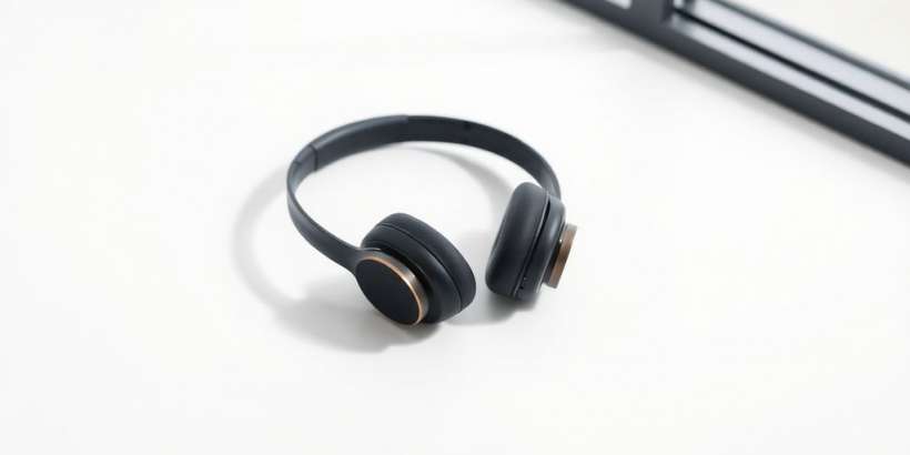 Schnurlose Kopfhörer auf minimalistischem Hintergrund