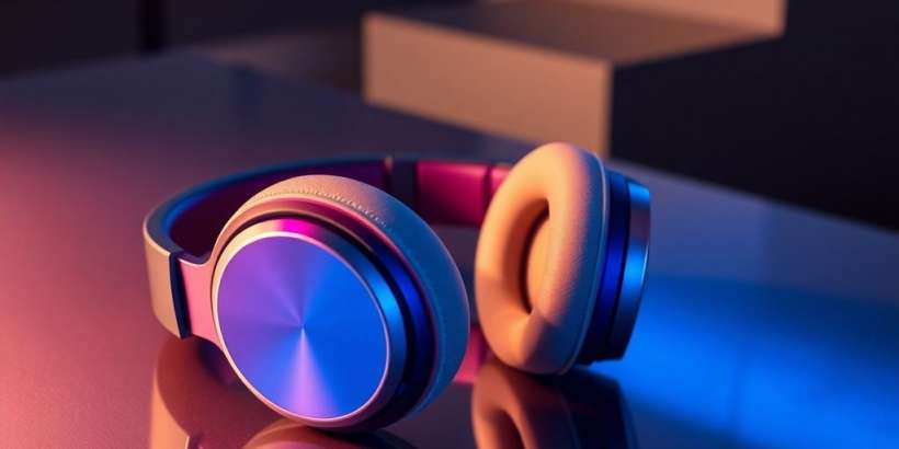 Moderne Bluetooth Over-Ear Kopfhörer auf einem Tisch.