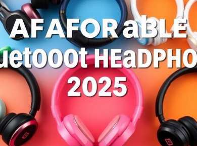Bunte Bluetooth Kopfhörer in verschiedenen Stilen und Farben.