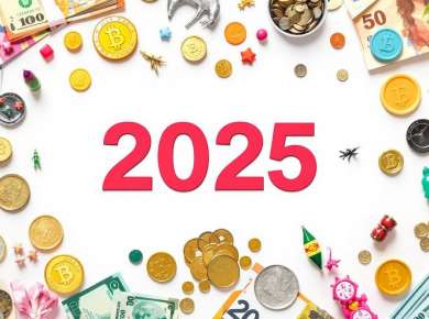 Verschiedene Geldanlagen für 2025 in ansprechender Anordnung.