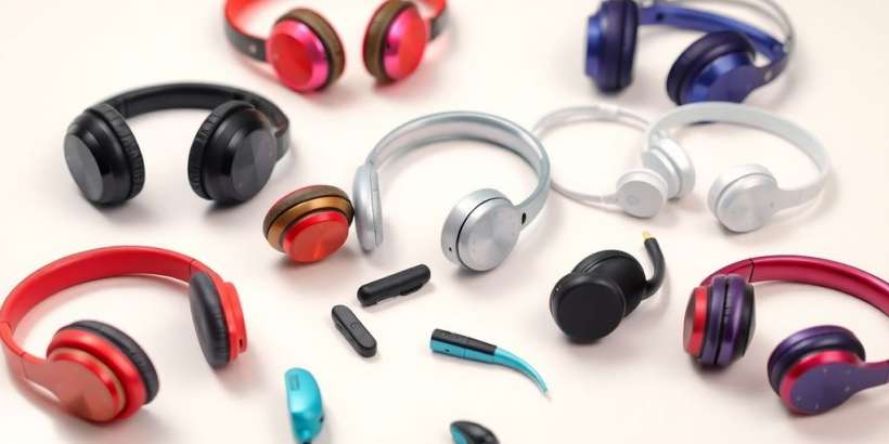 Verschiedene Bluetooth Kopfhörer auf einem Tisch