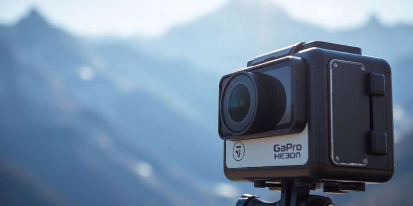 Actionkamera vor Berglandschaft