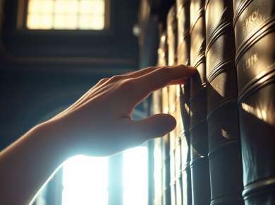 Junge Person vor Bibliothek, Jura-Bücher