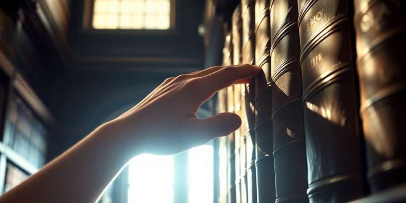 Junge Person vor Bibliothek, Jura-Bücher