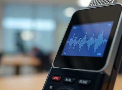 Digitales Diktiergerät, Mikrofon, Audio-Wellenformen, Technologie