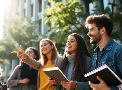 Studentin blickt nachdenklich auf Campus