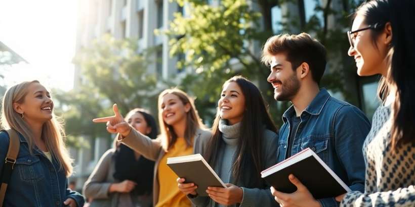 Studentin blickt nachdenklich auf Campus