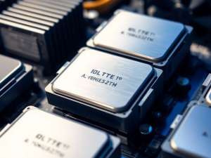 Verschiedene CPUs auf einem Server-Motherboard.