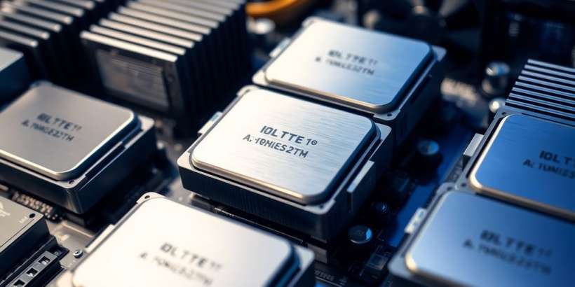 Verschiedene CPUs auf einem Server-Motherboard.