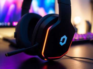 Gaming-Headset auf Gaming-Setup